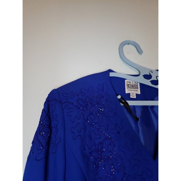 Vtg R&M Richards Karen Kwong Womens 12 Blazer Jacket Blue Special Occasion - Picture 4 of 6